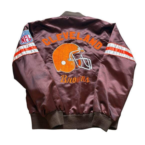 Cleveland Browns NFL Cut Tag Satin Jacket Men’s Medium Cookie - Picture 5 of 6